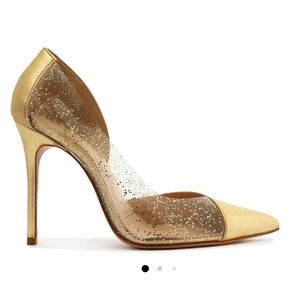 Cheslie Metallic Nappa & Vinyl Pump, Gold